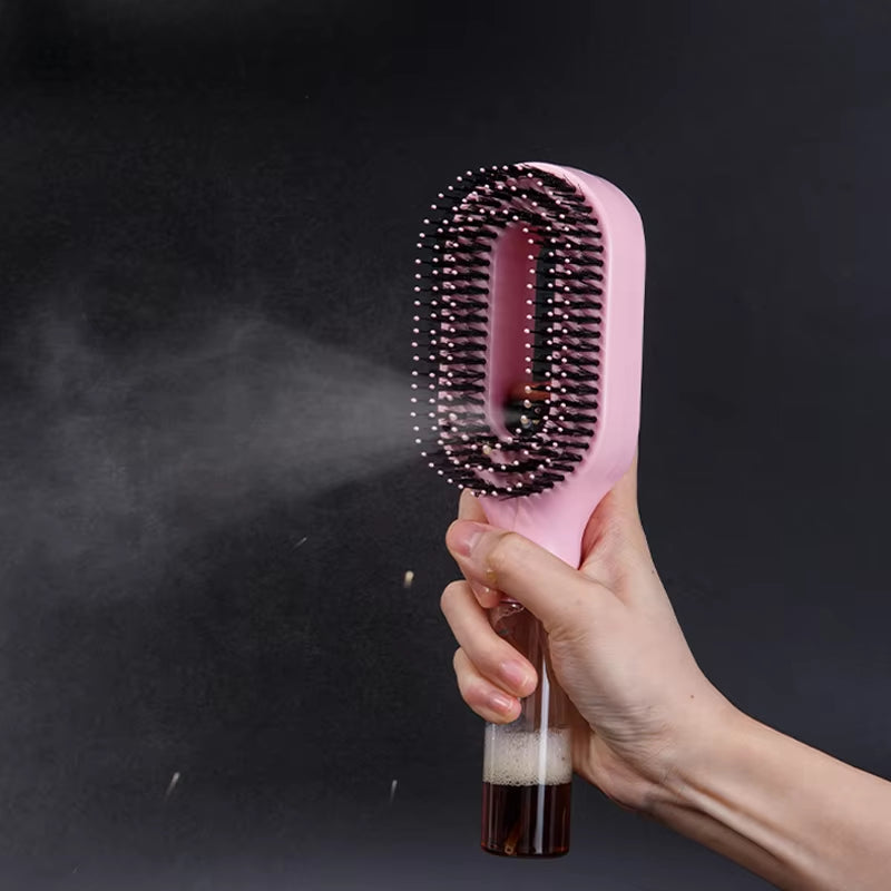 2In1 Sprayer Comb Detangling Scalp Massage Hairbrush with Spray Bottle Essential Oil Water Mist Spray Brush Anti-Static Autumn